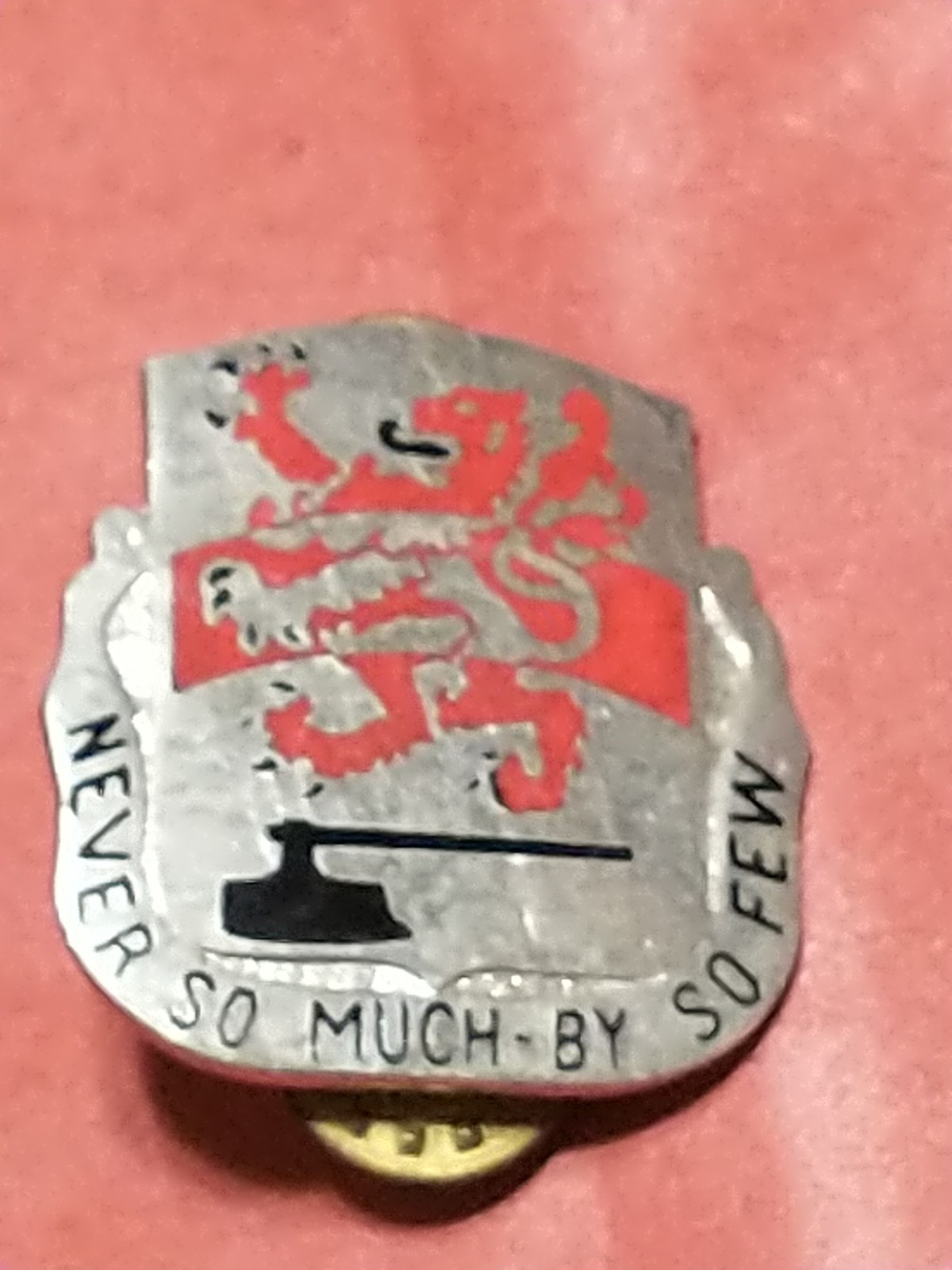 PIN 458th Engineer Battalion Army Unit Crest Never So Much By So Few Dragon