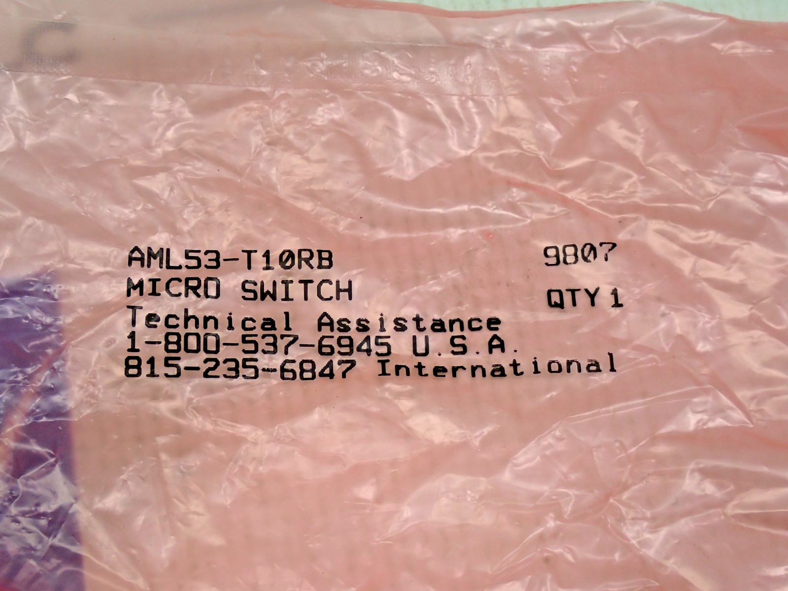MicroSwitch AML53-T10RB Lot of 4