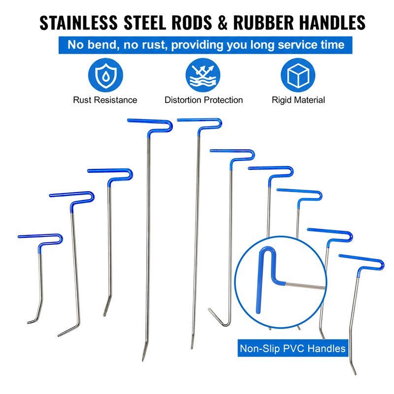20Pcs Car Push Puller Rods Dent Removal Paintless Tools Repair Hammer kit