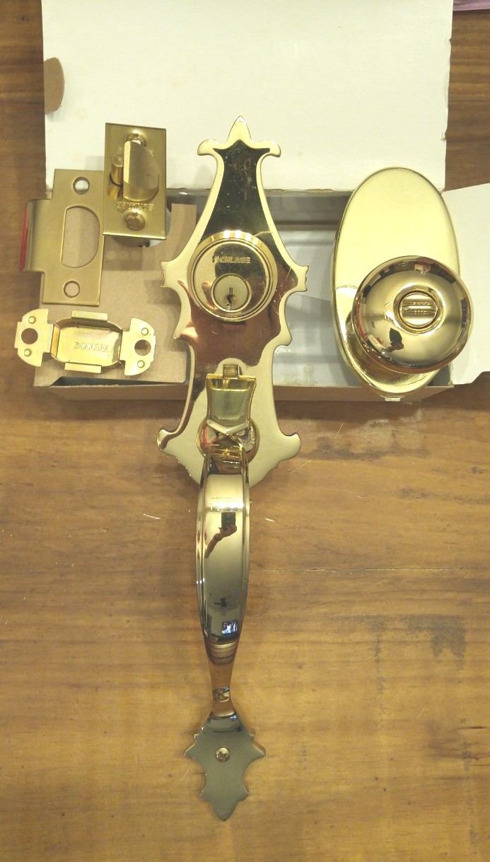 Schlage E Series Handleset Waverly Design w/ Plymouth knob trim 605 Finish NIB