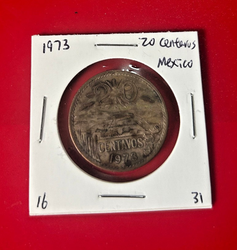 1973 MEXICO 20 CENTAVOS COIN - NICE WORLD COIN !!!