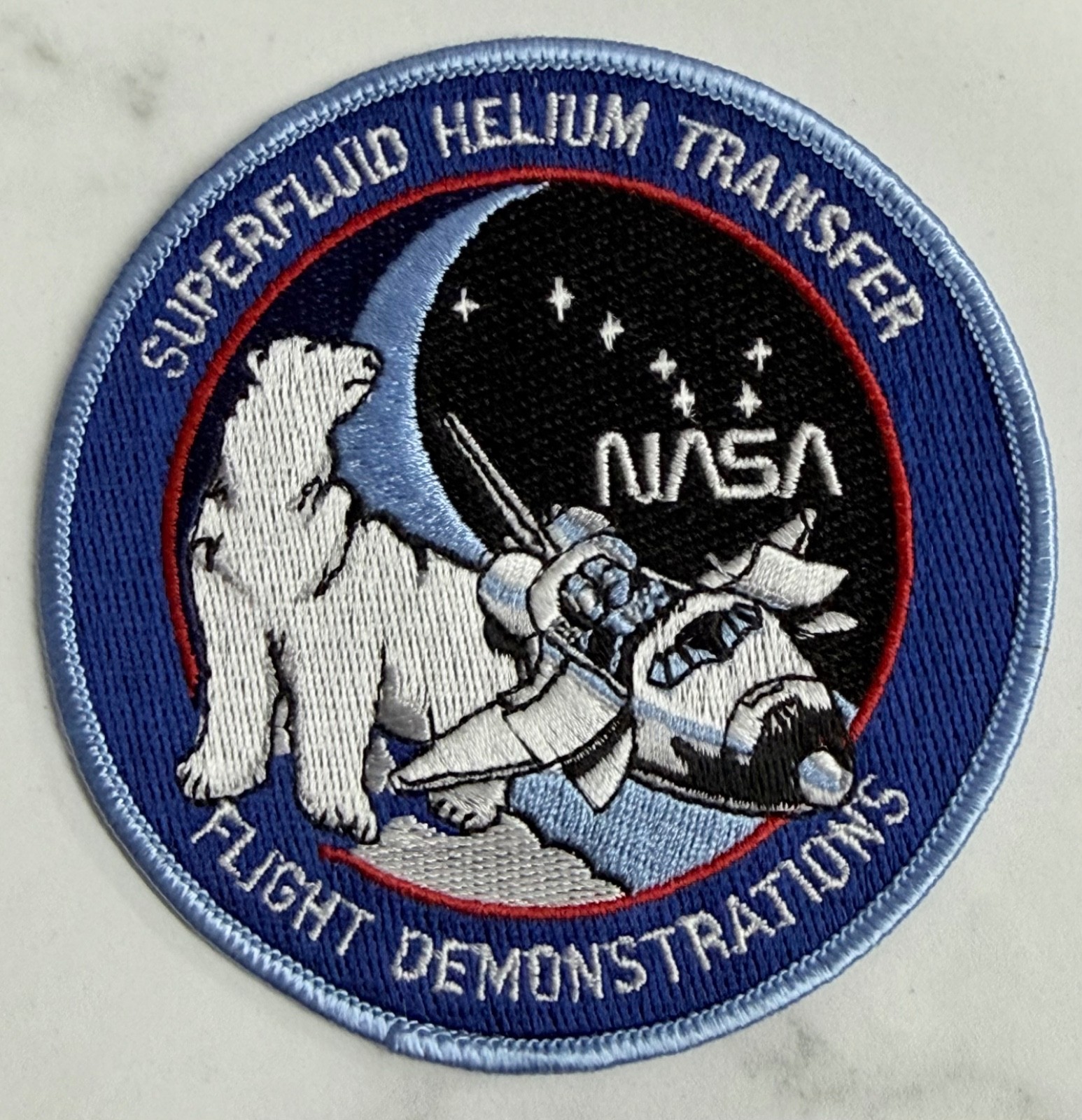 Vtg NASA Superfluid Helium Transfer Flight Demonstration Payload Patch Cloth '93