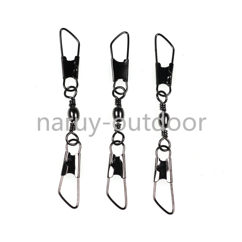 50PCS Barrel Swivel with Double Interlock Snap Fishing Swivel Connector