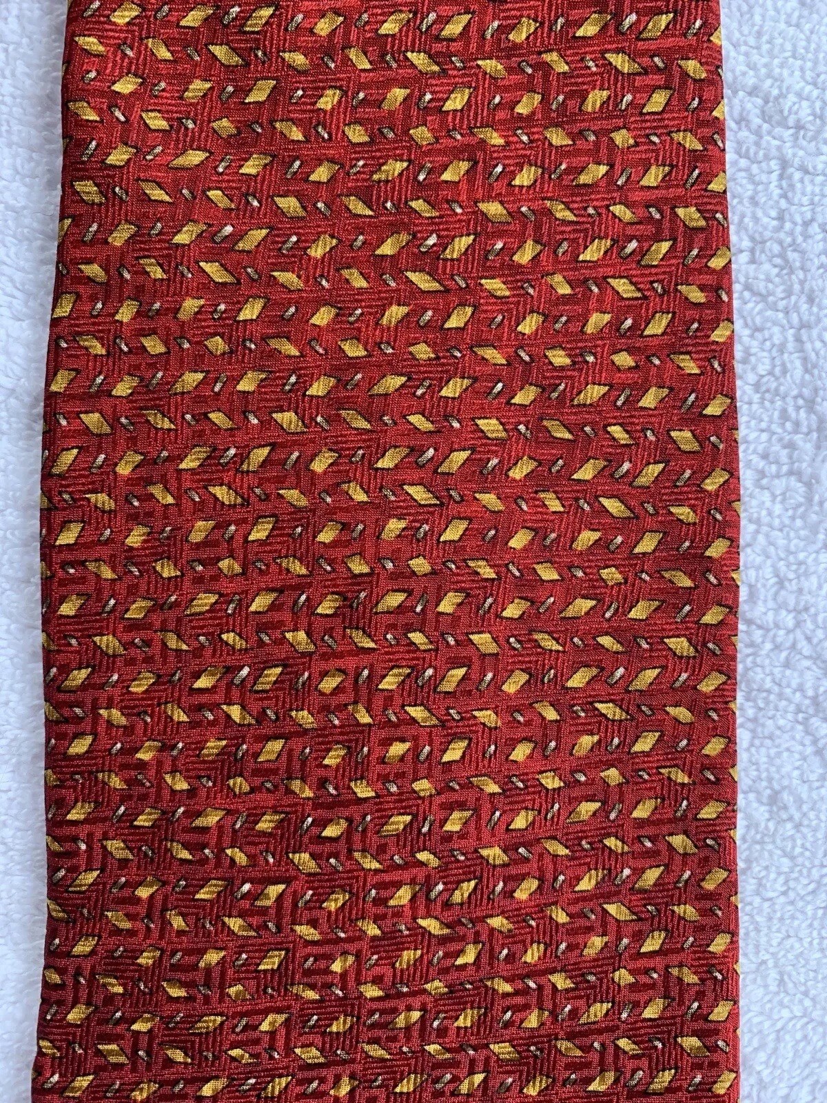 Robert Talbott Nordstrom Necktie Pure Silk Red Geometric Confetti 4” X 58.5” USA