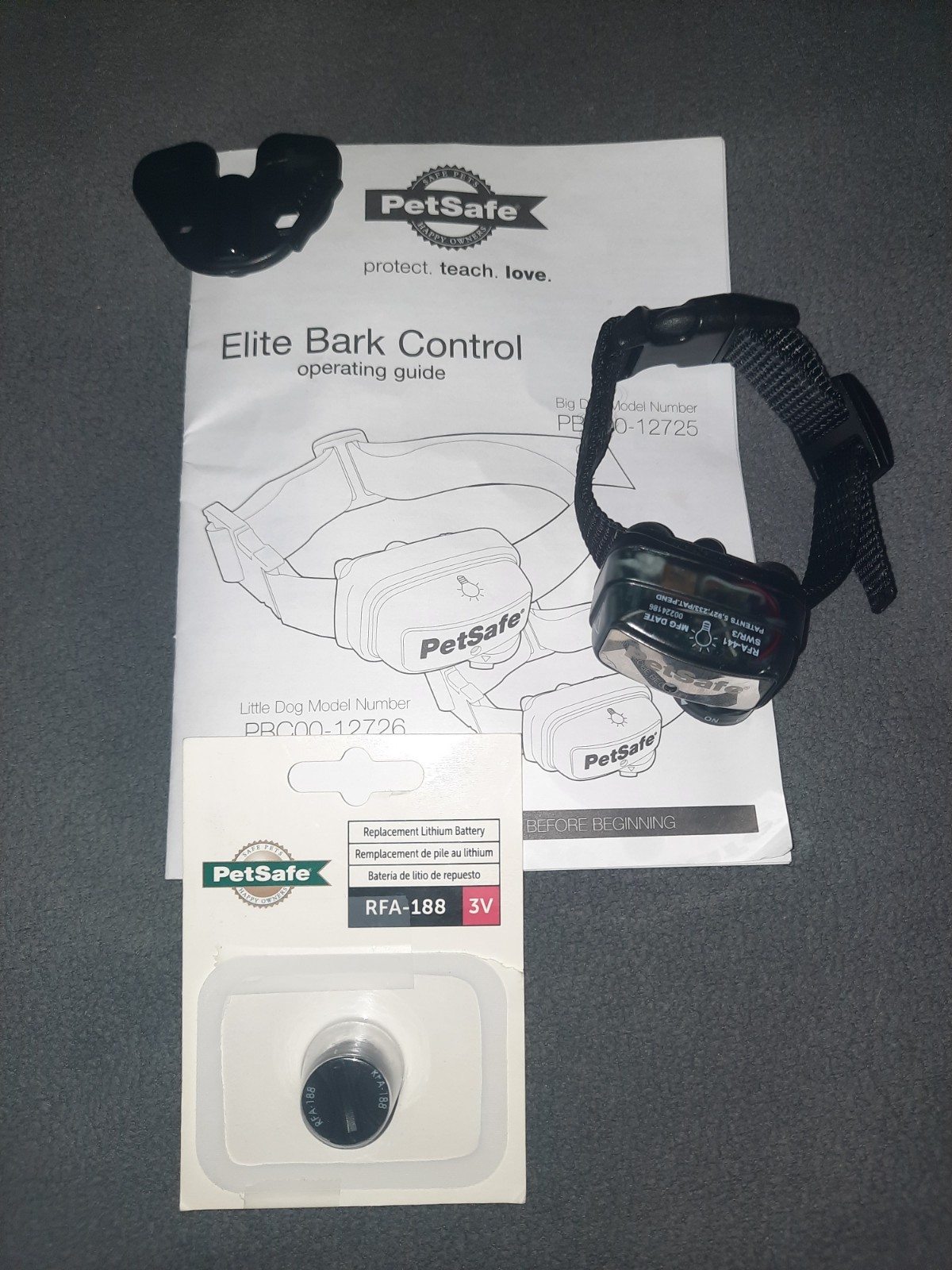 PetSafe Elite Little Dog Bark Control Collar PBC00-12726 w/Extra Battery & Instr