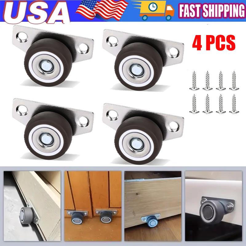 4PC Aluminum Alloy Small Side Mount Caster Wheels Mini Low Profile Rigid Casters