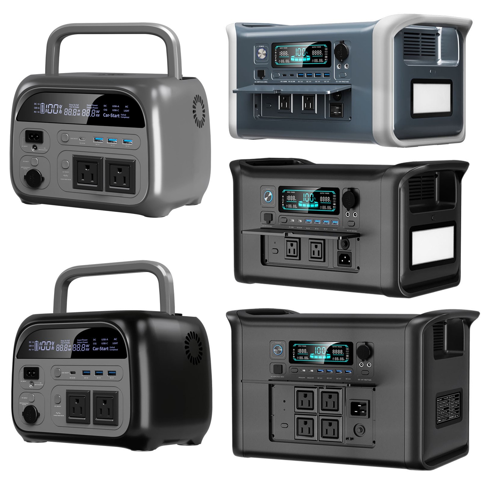 2400W/1800W/1600/500W Portable Power Station Solar Generator LiFePo4 Battery