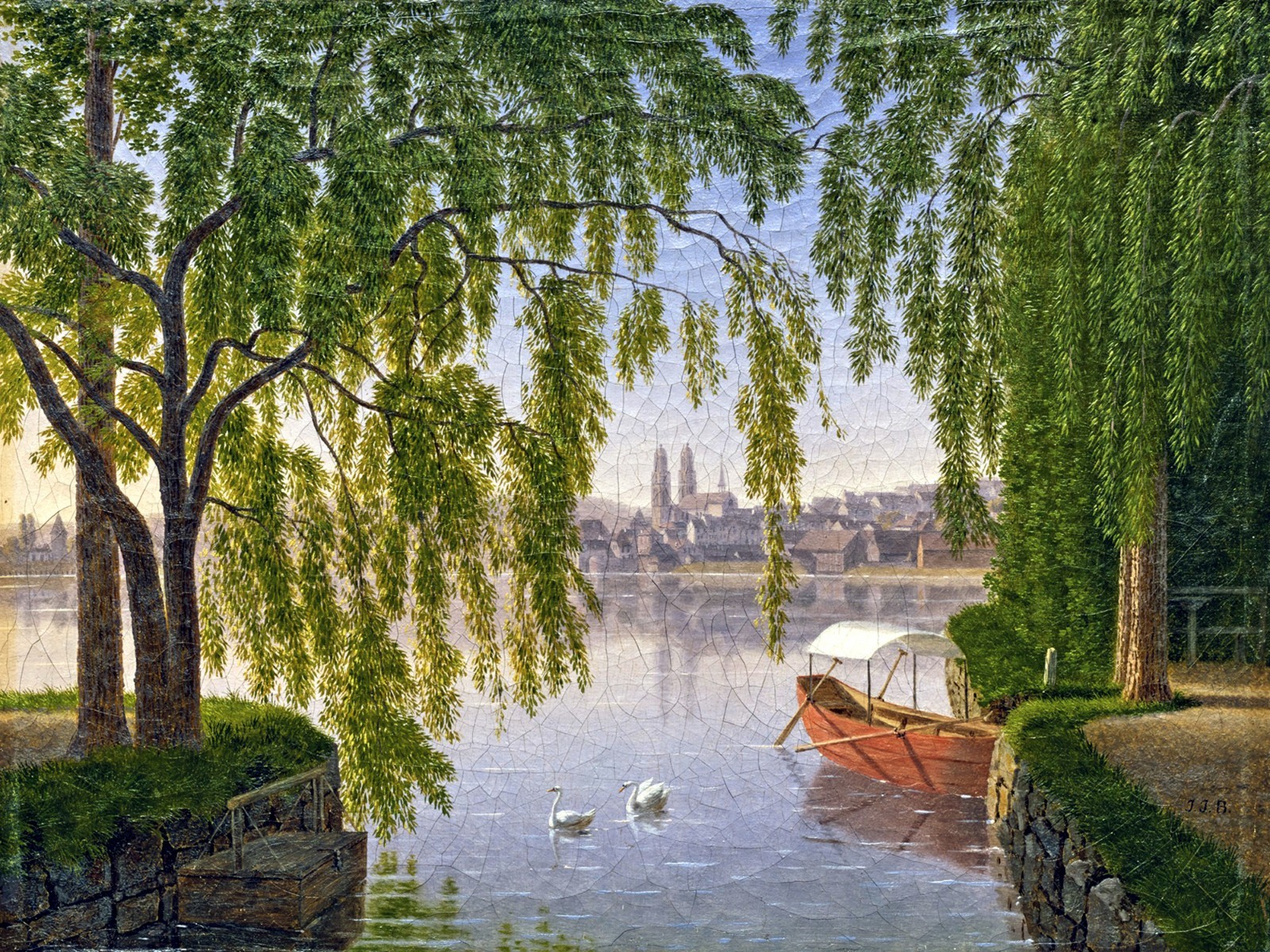 8 x 6 VIEW FROM LEFT SHORE TOWN ZURICH Accent Tile Mural Kitchen Backsplash 2427