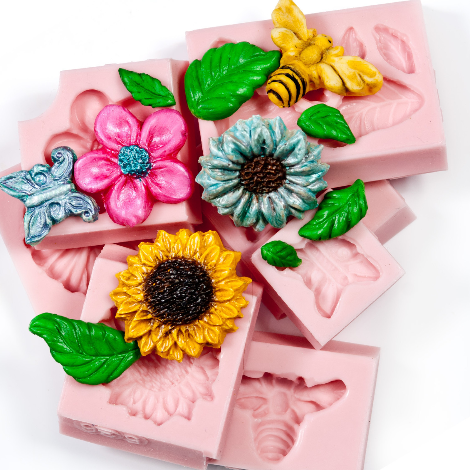 Floral Silicone Mold Set Flexible Easy to Use Food Safe and Craft Molds  (232)