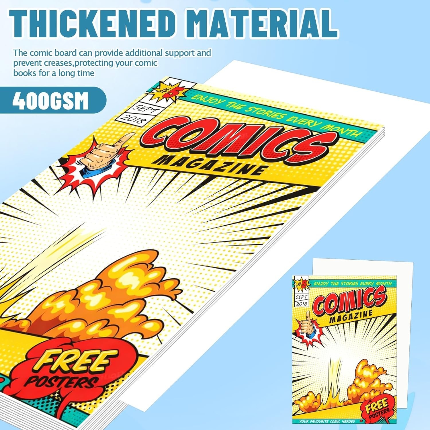 25 Pcs Current Size Comic Book Boards, 24-Point/400Gsm Solid Book Backing Boards