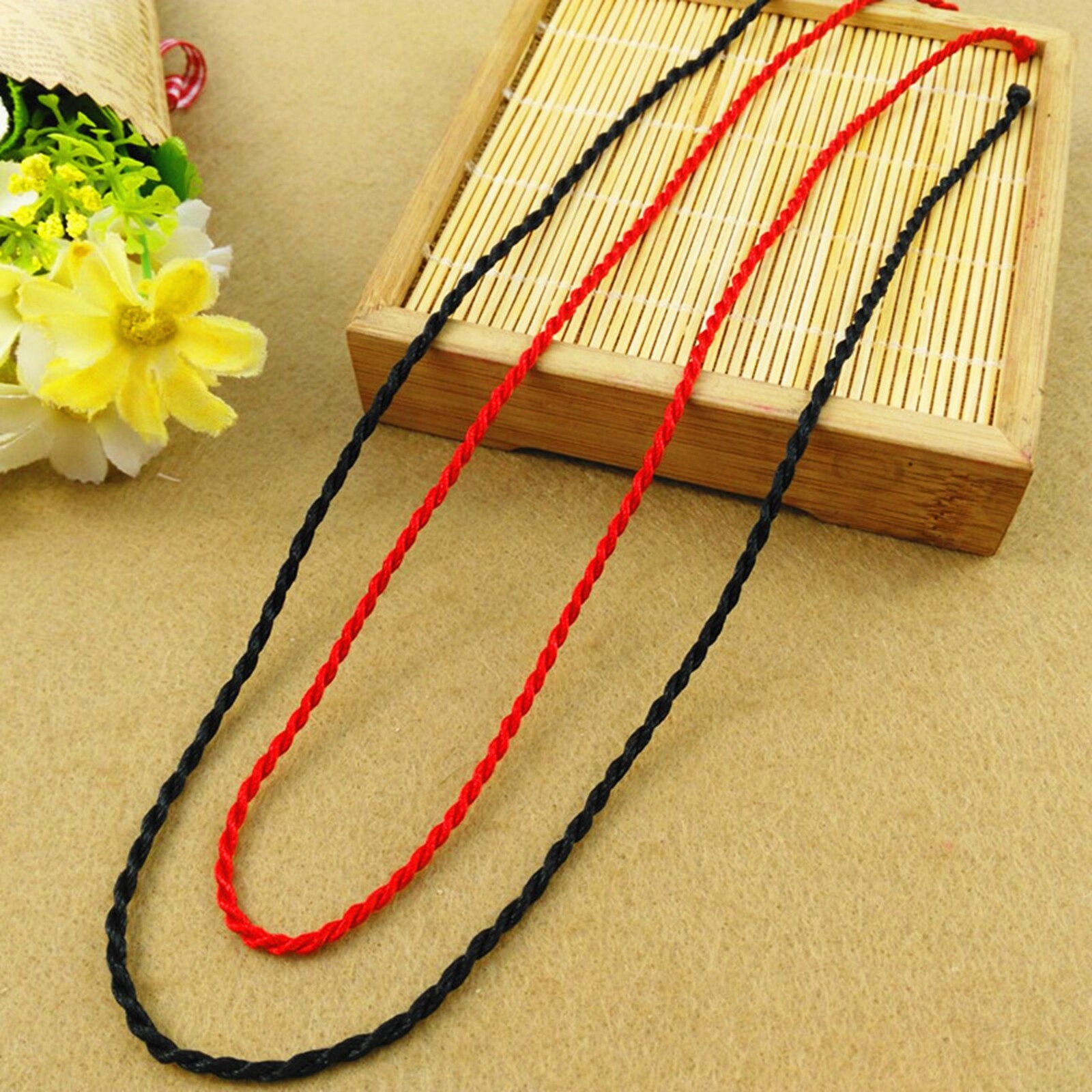 100 Red Black String Braided Lucky Twisted Rope Cord Pendant Charm Necklace 45cm