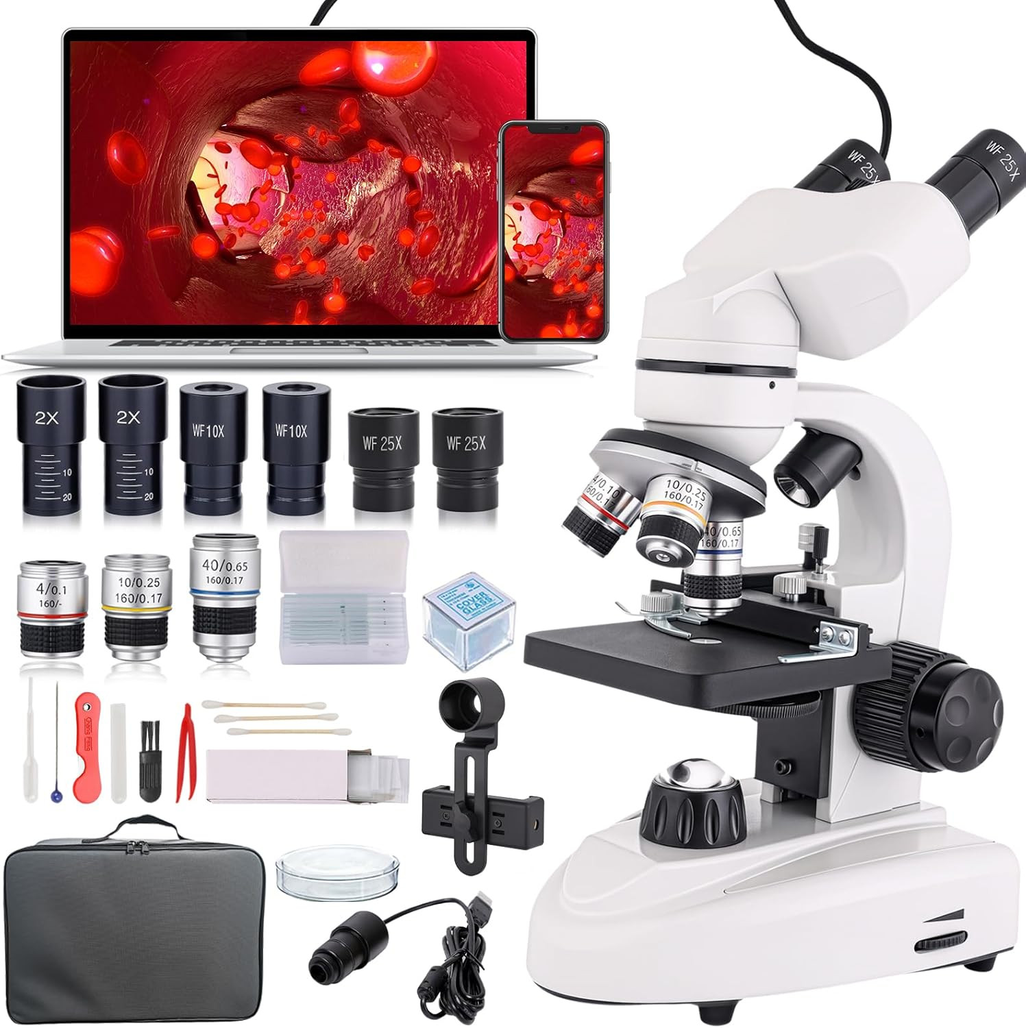Binocular Compound Microscope 40X-2000X, Research Grade Professional Microscope