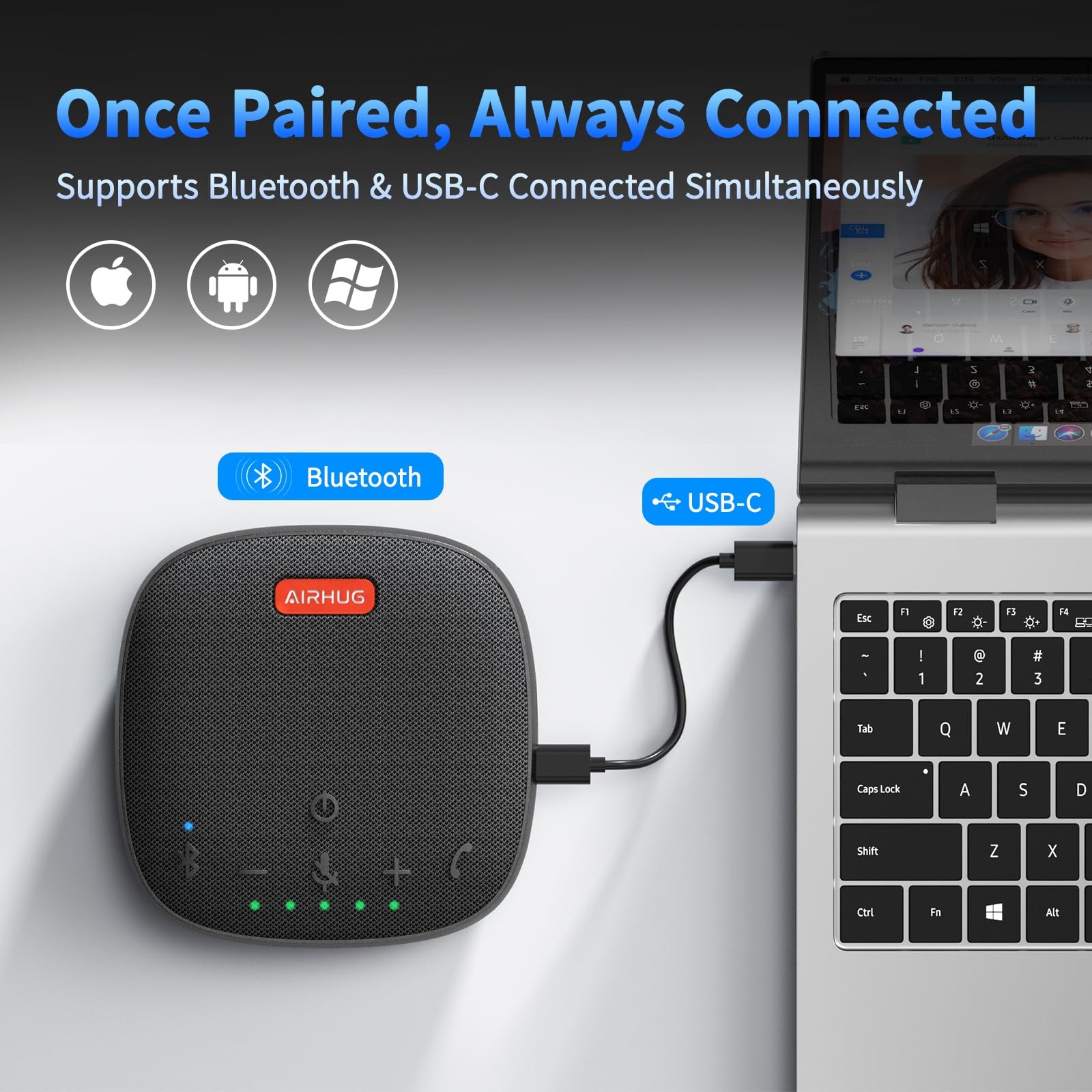 Conference Speaker and Microphone, Bluetooth Speakerphone with 360° Voice Pic...