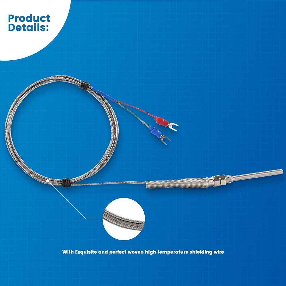K-Type Thermocouple Temperature Sensor 0-600°C 2M Wire 50mm Probe