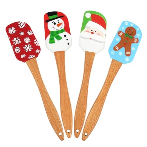 Christmas Silicone Spatula, Set of 4, Christmas Spatulas with 4pcsx10inch