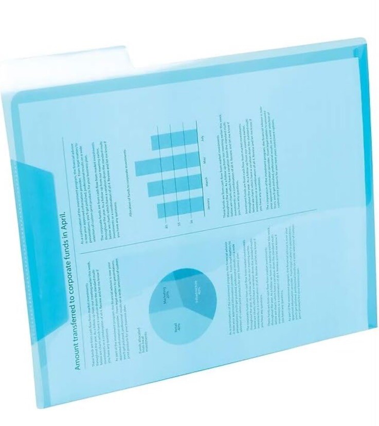 Plastic File Folders, 6 Pack Translucent Assorted Colors Office Depot NEW