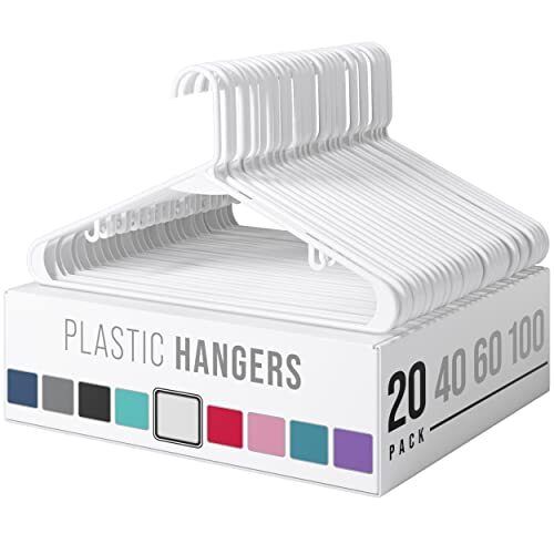 Clothes Hangers Plastic Pack - Plastic Hangers - Makes The Perfect 20 White