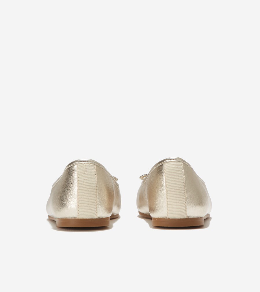 COLE HAAN YARA SOFT BALLET Women's Flats Shoes Soft Gold Leather Bow NEW W30136