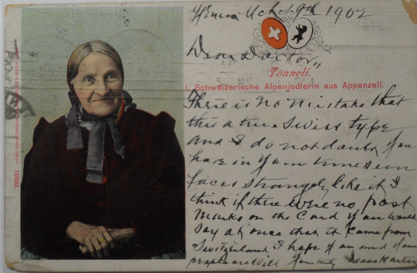 STAMPMART : SWITZERLAND TONNELI SCHWEIZERISCHE POSTCARD 1902 USED TO CANTON USA