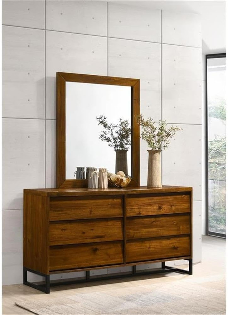 Mid Century Industrial Rectangular Mirror with Antique Coffee Finish, 35"x41