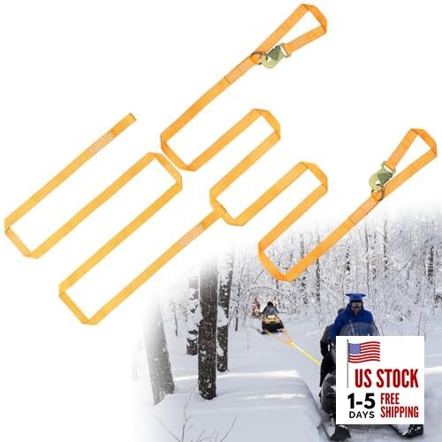 Extra Long Snowmobile Tow Straps, 4400lb Break Strength, 19ft Heavy Duty ATV