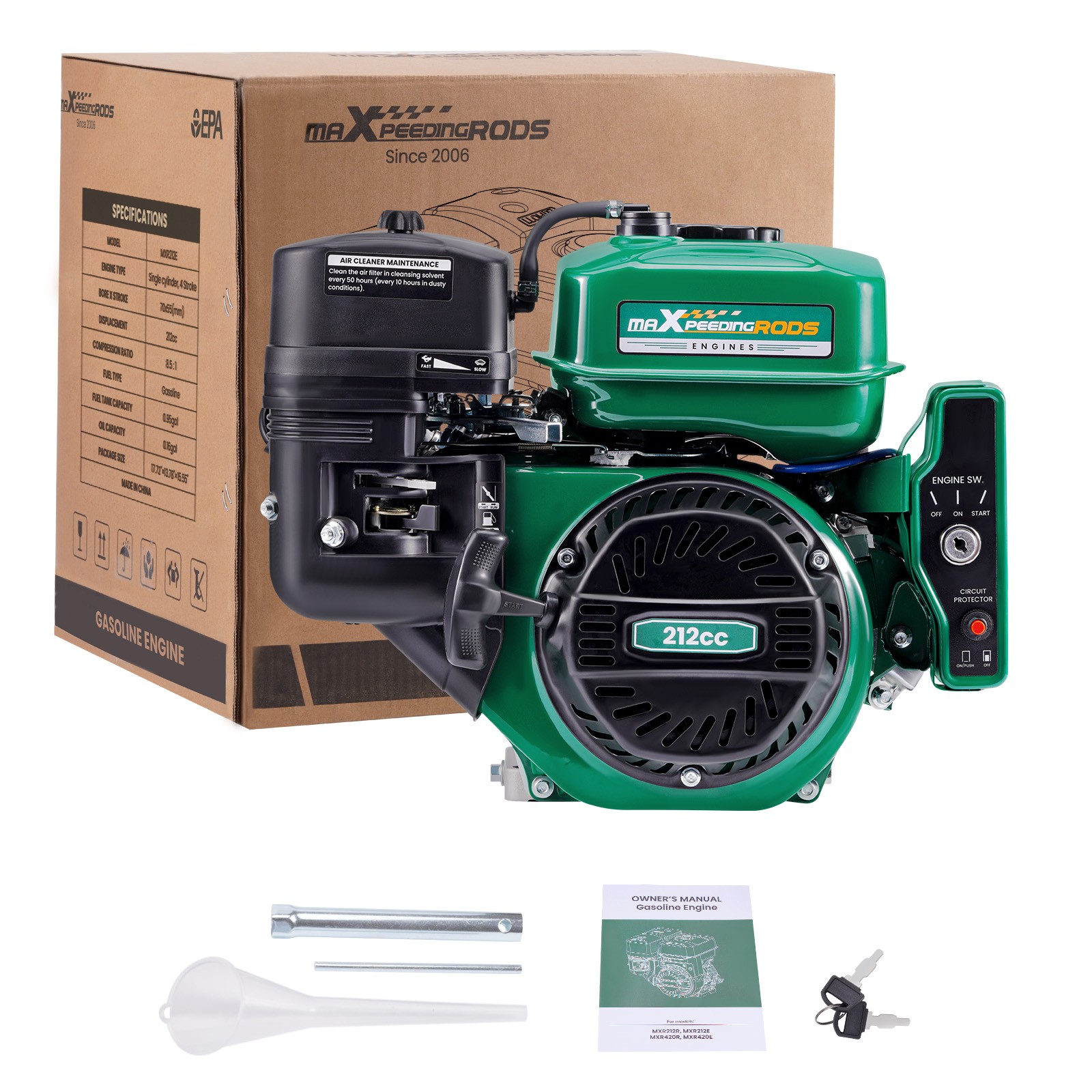 7HP Engine Motor Horizontal Electric Start Gasoline 212cc 4-Stroke Water Pumps