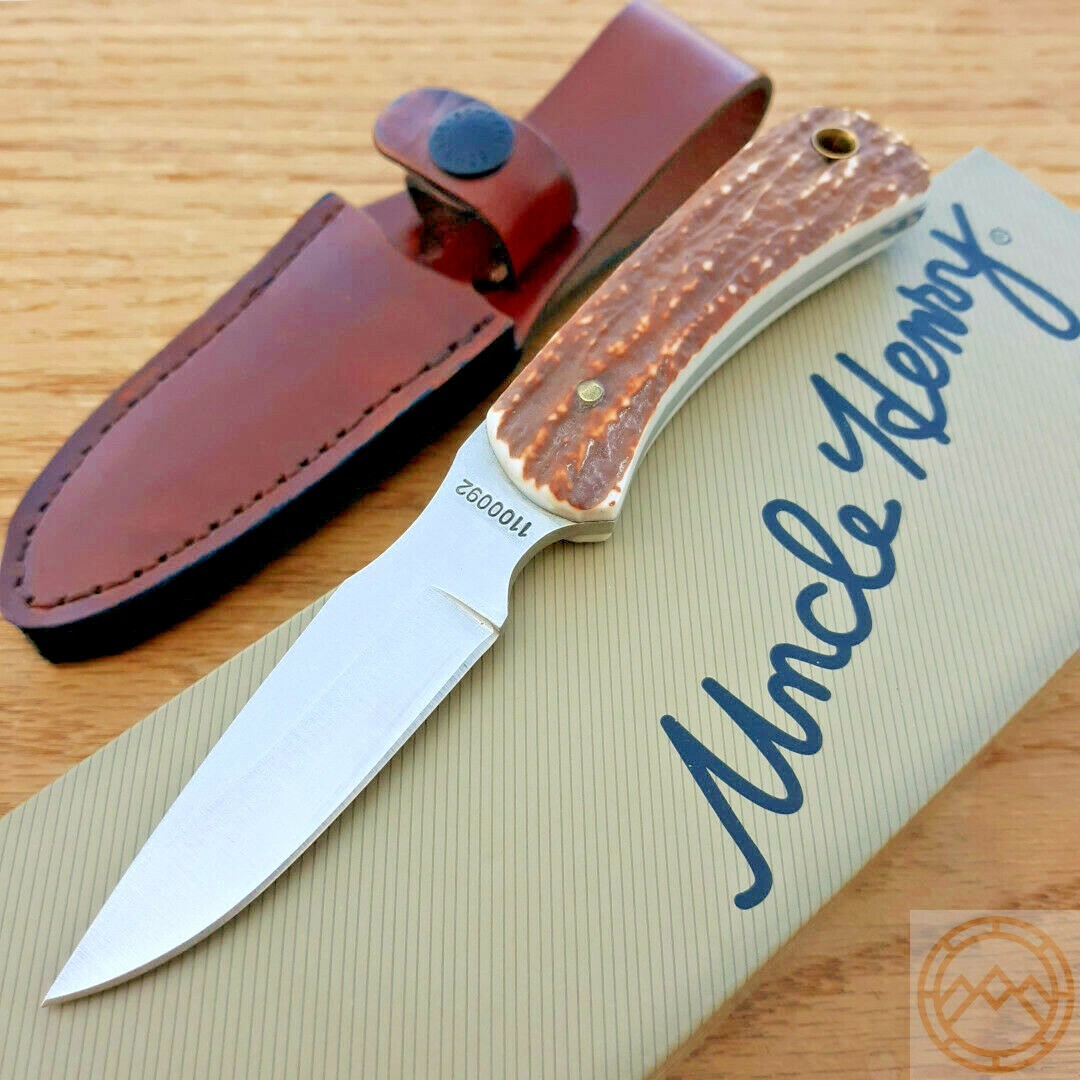 Schrade Uncle Henry Fixed Knife 2.75" Stainless Steel Blade Delrin Stag Handle