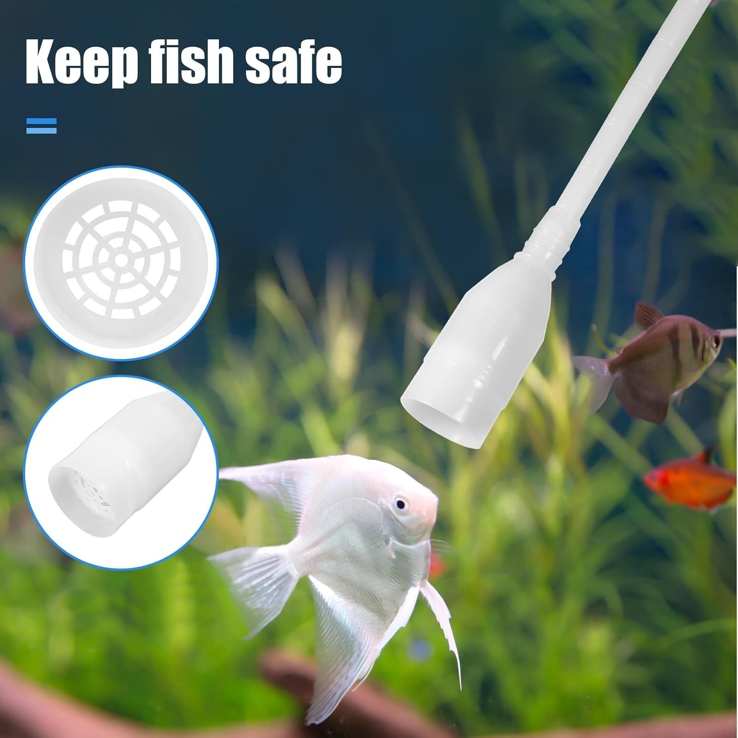 User-Friendly Hand Pump Aquarium Vacuum Siphon, 1.6m Hose for Easy Draining