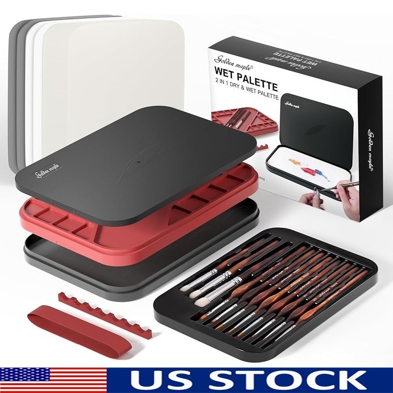 Wet Palette Miniature Painting Kit Acrylic Watercolor Detail Brushes Organizer