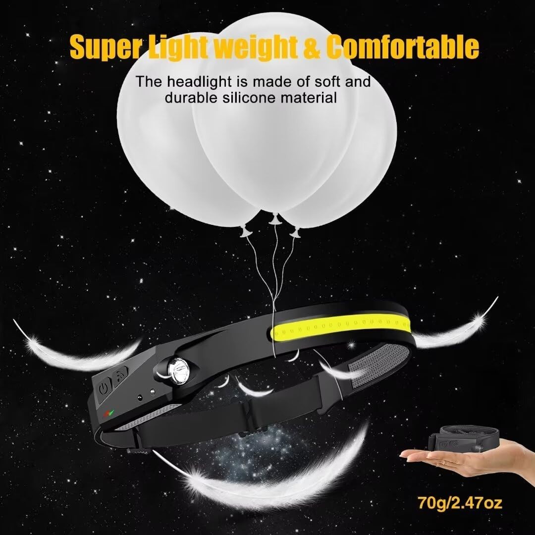 LED Headlamp with Motion Sensor - Camping Accessories 2 Pack