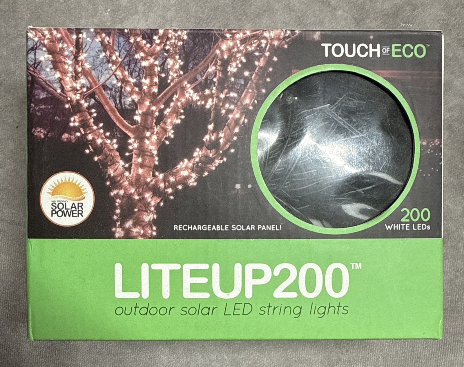 Touch of ECO Liteup200 Outdoor Solar LED String Lights 200 Bulbs White