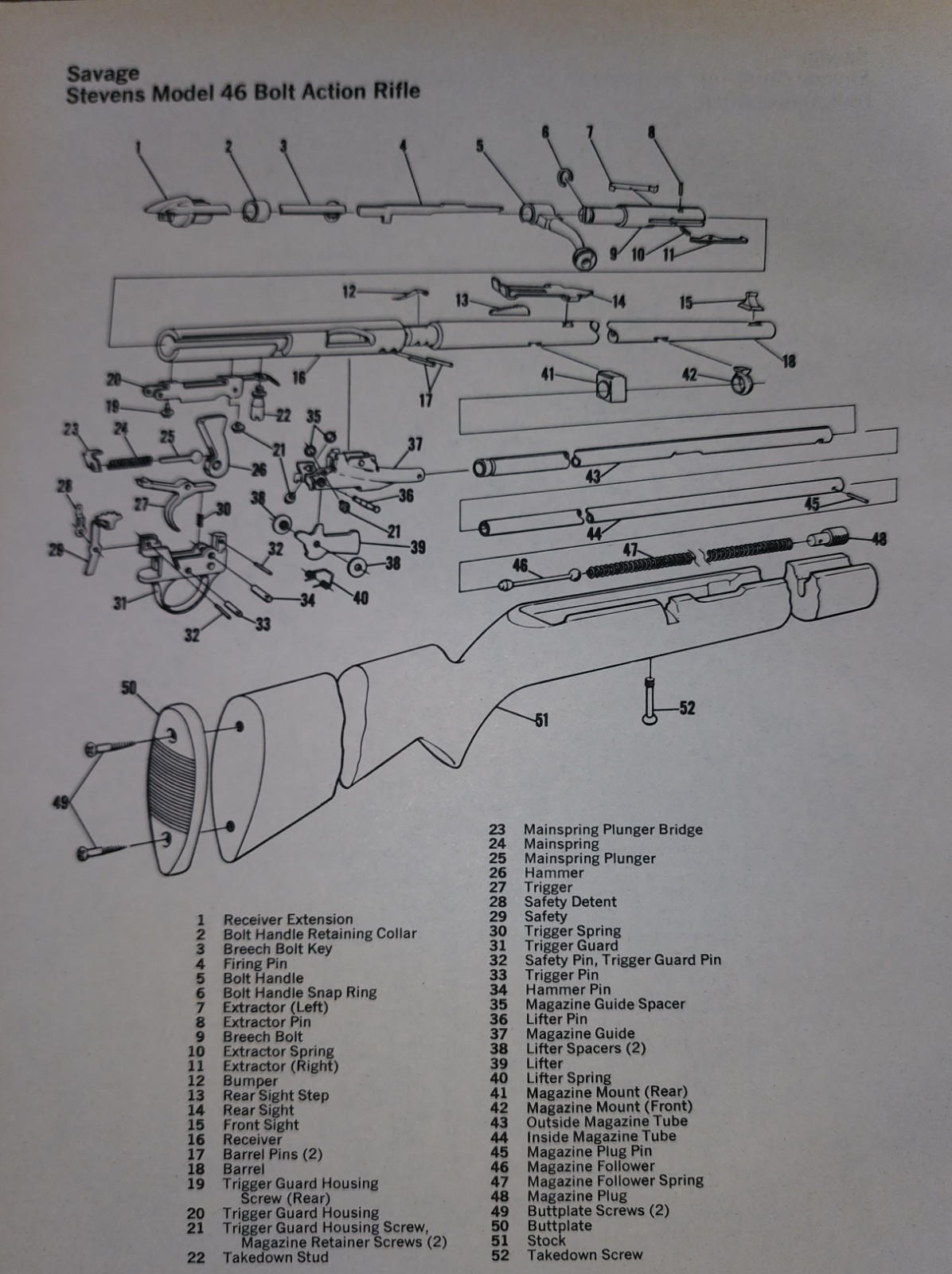 Savage Stevens Rifle Gun Picture Info Page Diagram Sheet Original Vintage