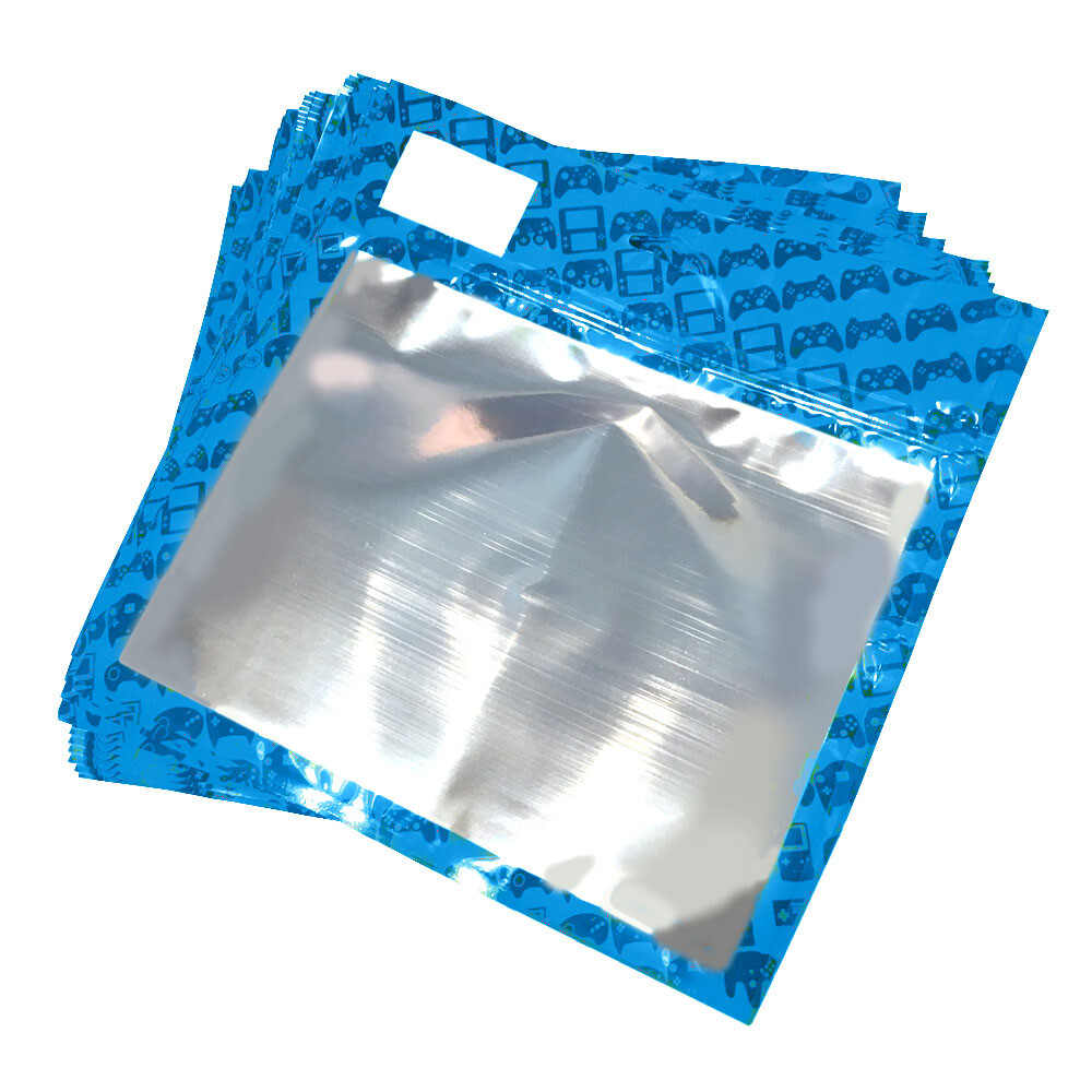 MEDIUM 9" x 7"  RESEALABLE PLASTIC DISPLAY BAGS FOR GAMING CABLES & MORE -BLUE