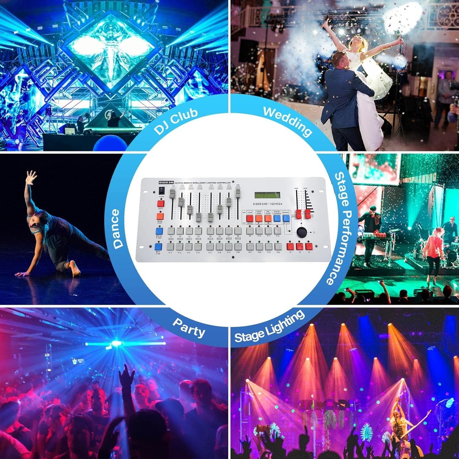 Disco 240 DMX512 Console Party Wedding Show Dimmer Stage Lighting DJ Controller
