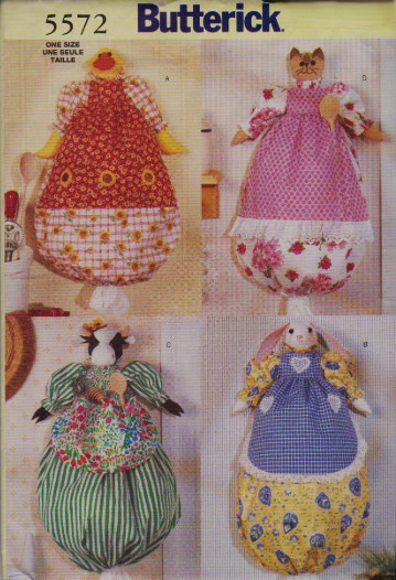 2001 Bag Holders Duck Cat Cow Rabbit Sewing Pattern Butterick 5572 New OOP