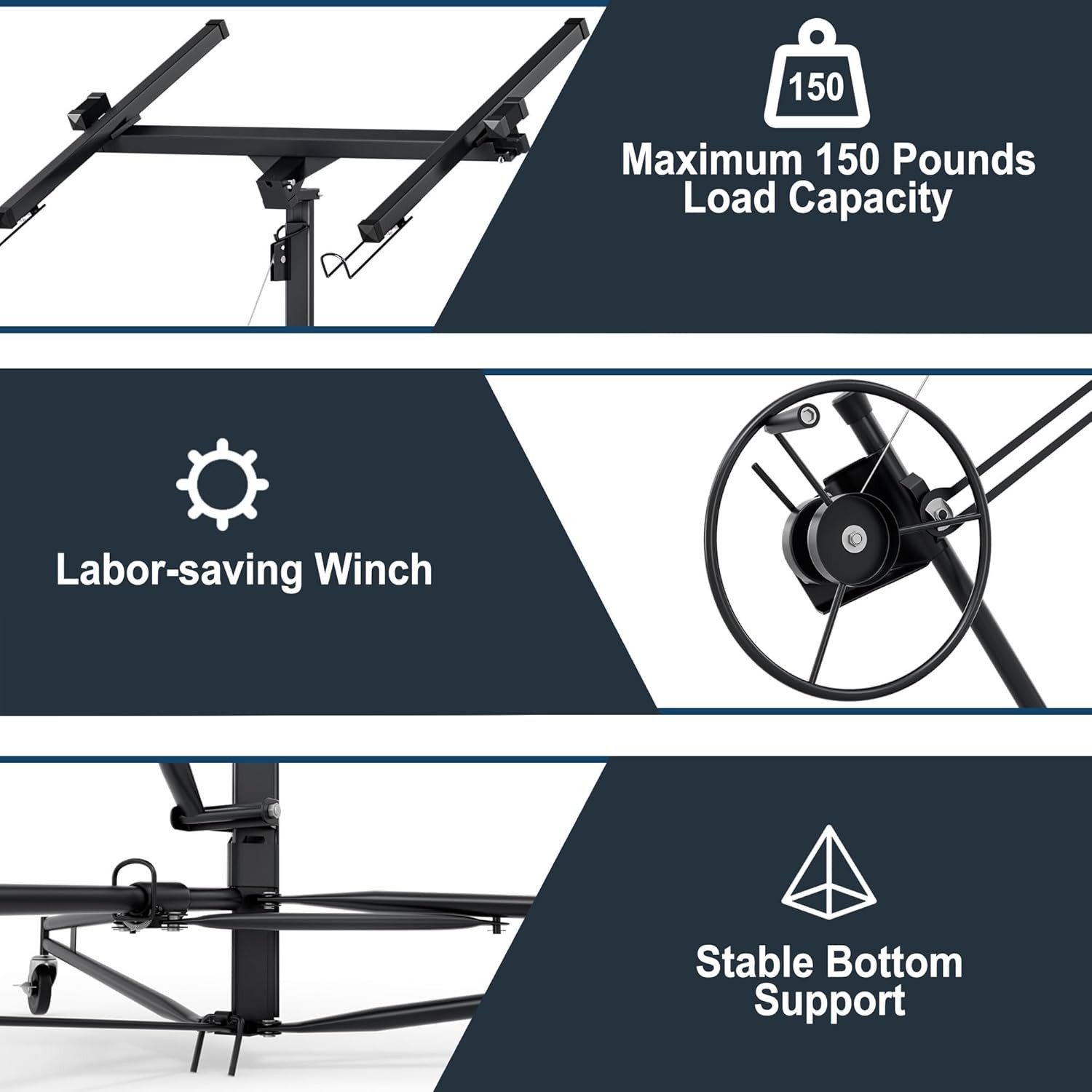 13FT Drywall Lifter Panel Hoist Jack Rolling 150lbs Caster Construction Lockable