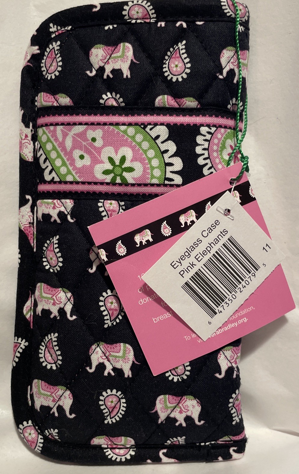 Vera Bradley Pink Elephants Single Eyeglass Sunglasses Case Unused With Tags