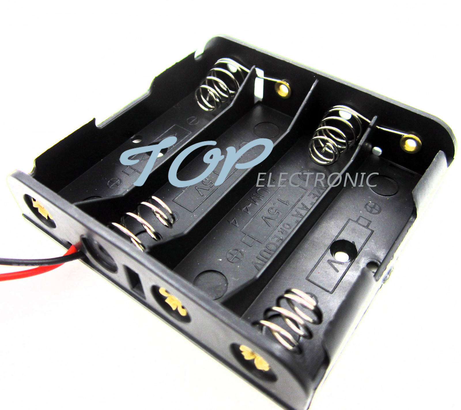 Plastic Battery Case Storage Box Holder with Wire Leads for 4 X AA 6.0V