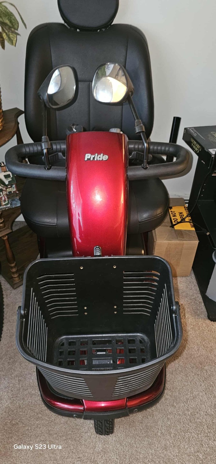 Pride 4-Wheeled Mobility Scooter Red with Basket and Rearview Mirrors