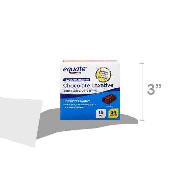 Equate Regular Strength Chocolate Laxative, 15 mg, 24 Pieces (3 Pack - 72 Total)
