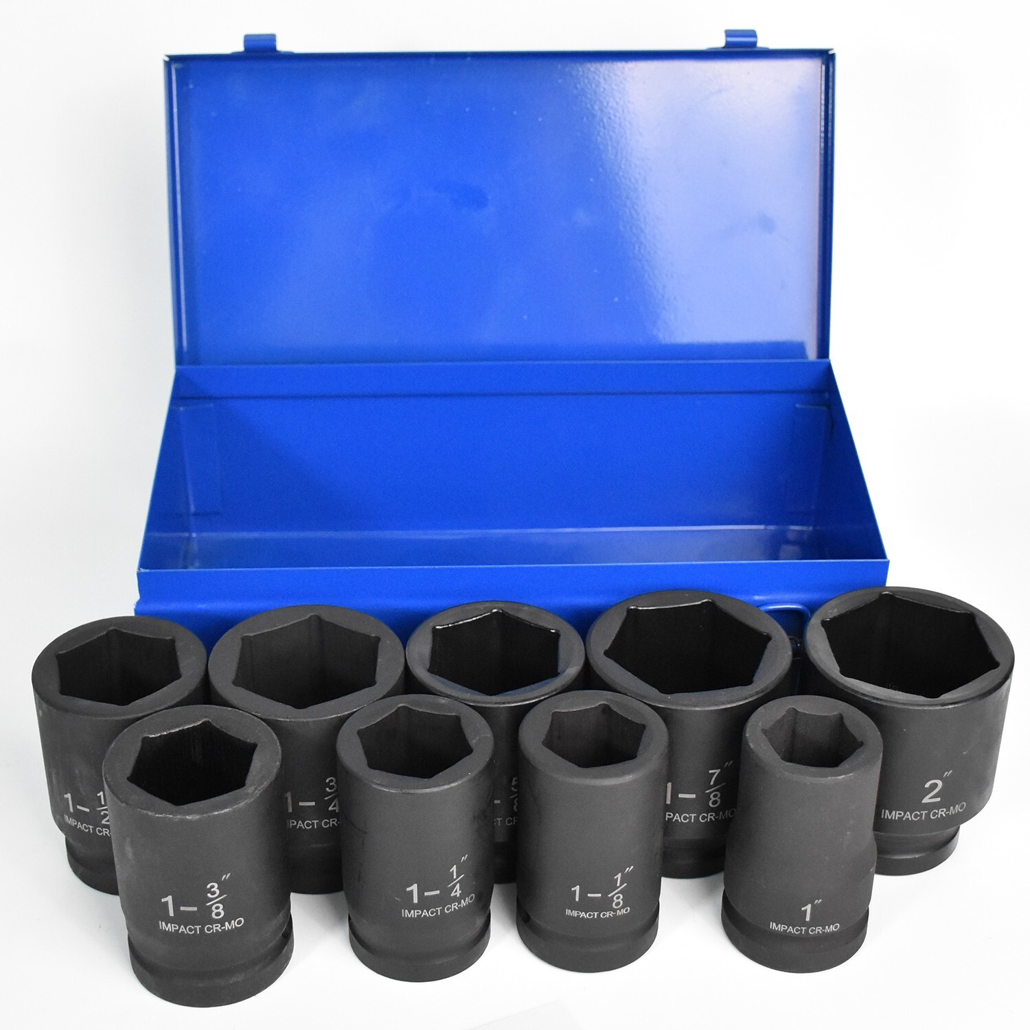 iMeshbean 10 Pieces 1" DR Drive Jumbo Deep Impact Wrench Sockets Set CR-MO +Case