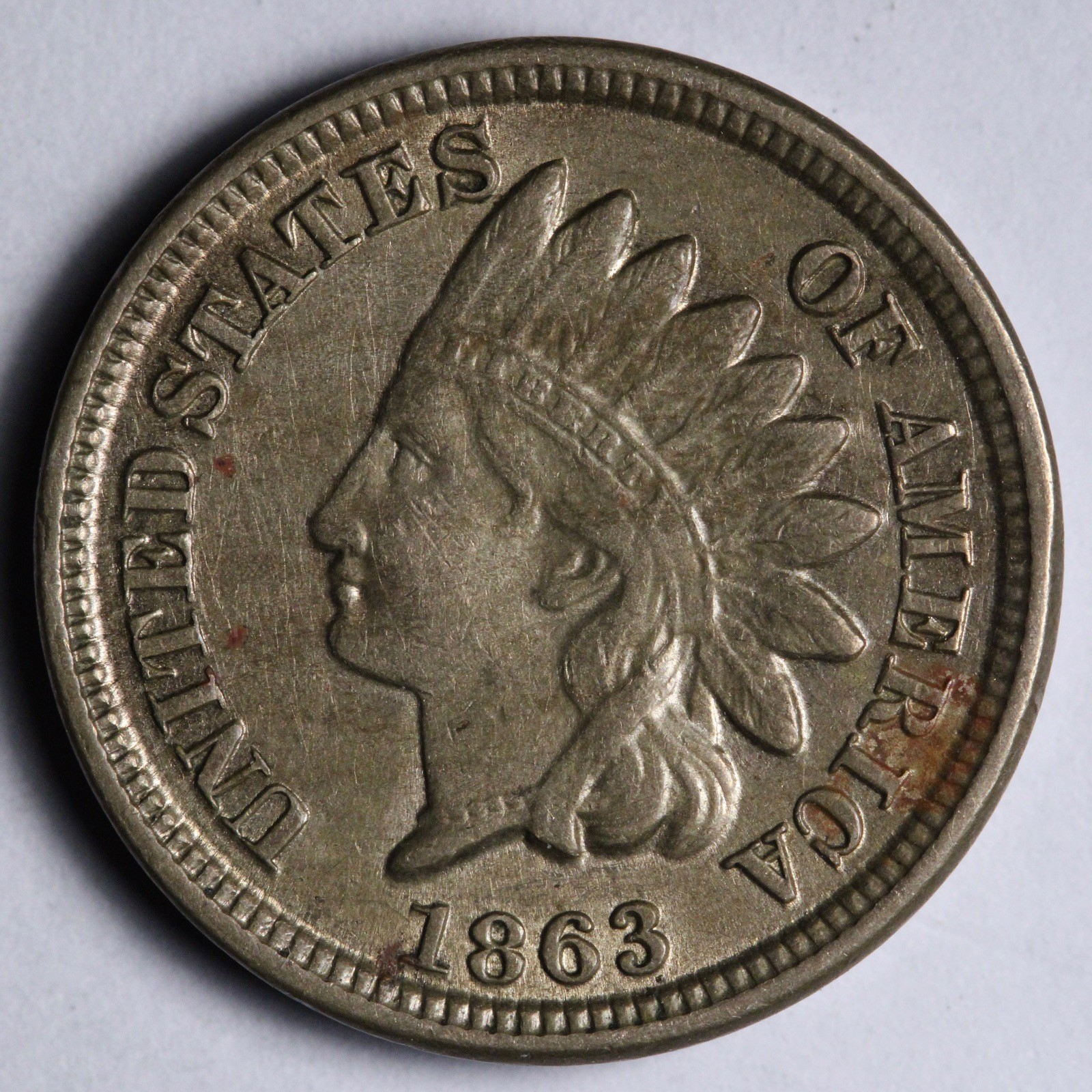 1863 Indian Head Cent Penny AU+ E129 DIFB