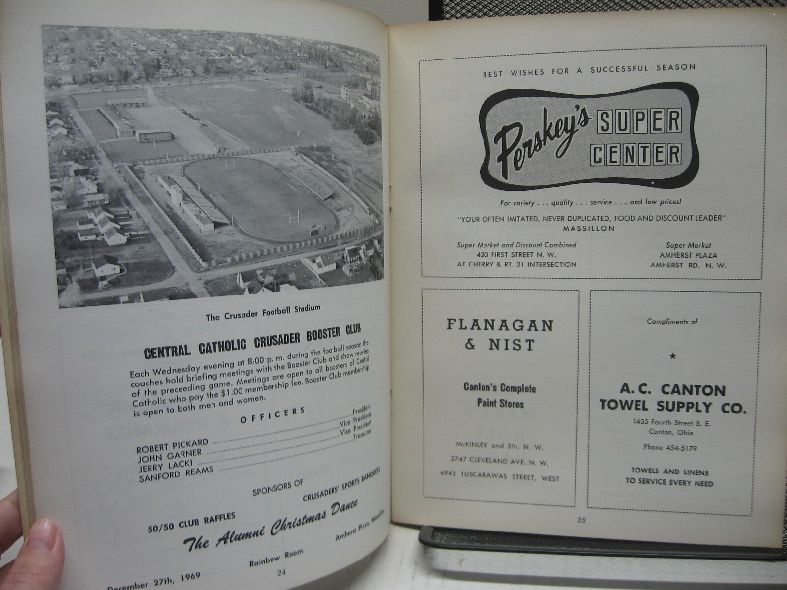 1969 Football Program Central Catholic Crusaders vs Canton South