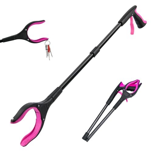 32" Grabber Reacher Tool, 360° Rotating Head, Wide Jaw, Foldable Reacher