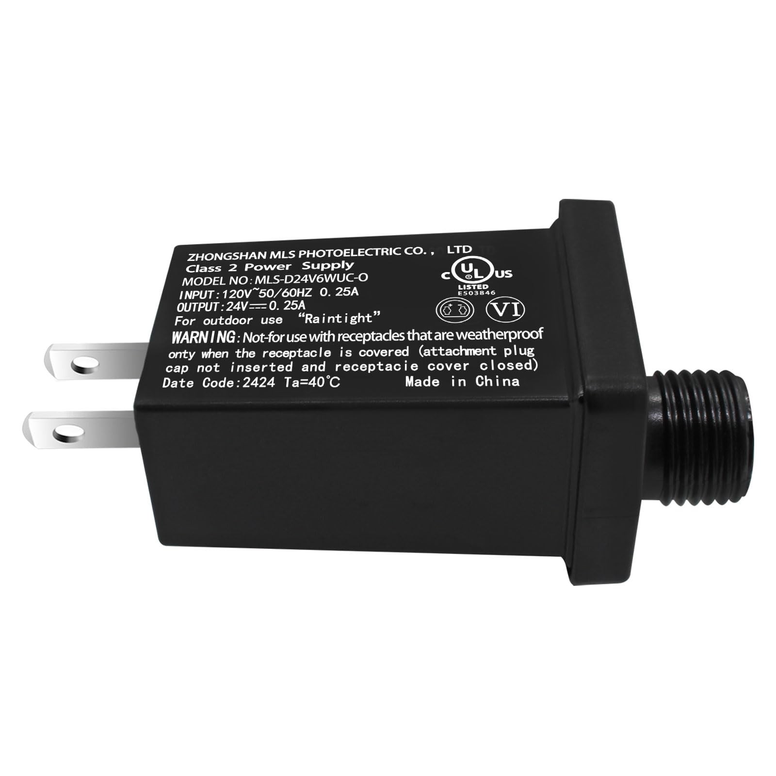 24V 6W Class 2 Power Supply LED Transformer For Christmas String Lights