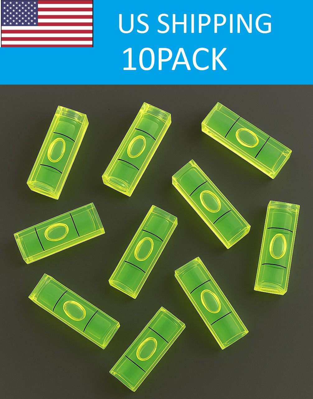 10Pcs 10x10x29 mm Universal VIAL Square Bubble Spirit Level Tripod Measuring Cam