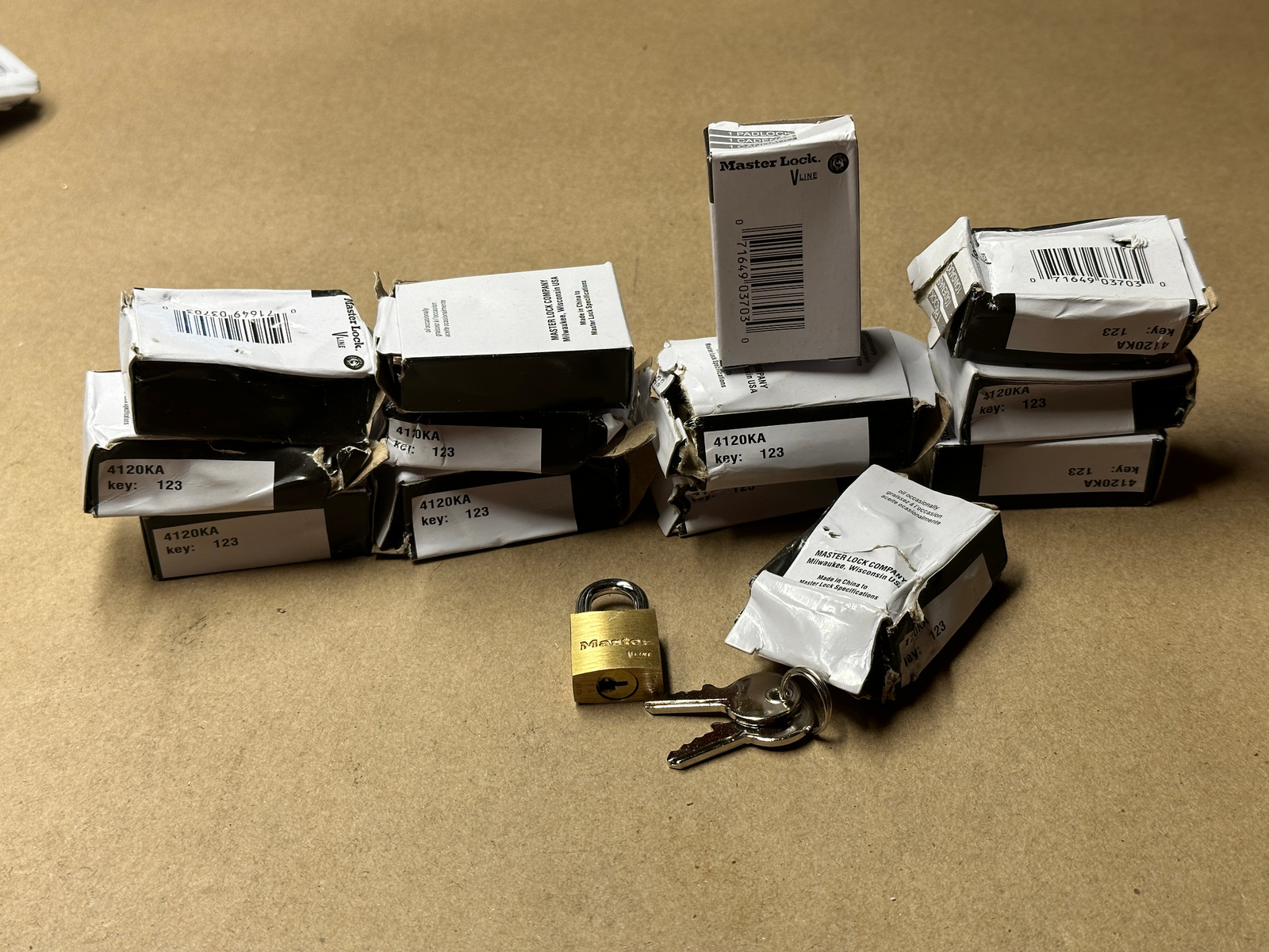 12x Pack Lot MasterLock 4120KA 123 3/4" Brass Mini PadLock Keyed Alike