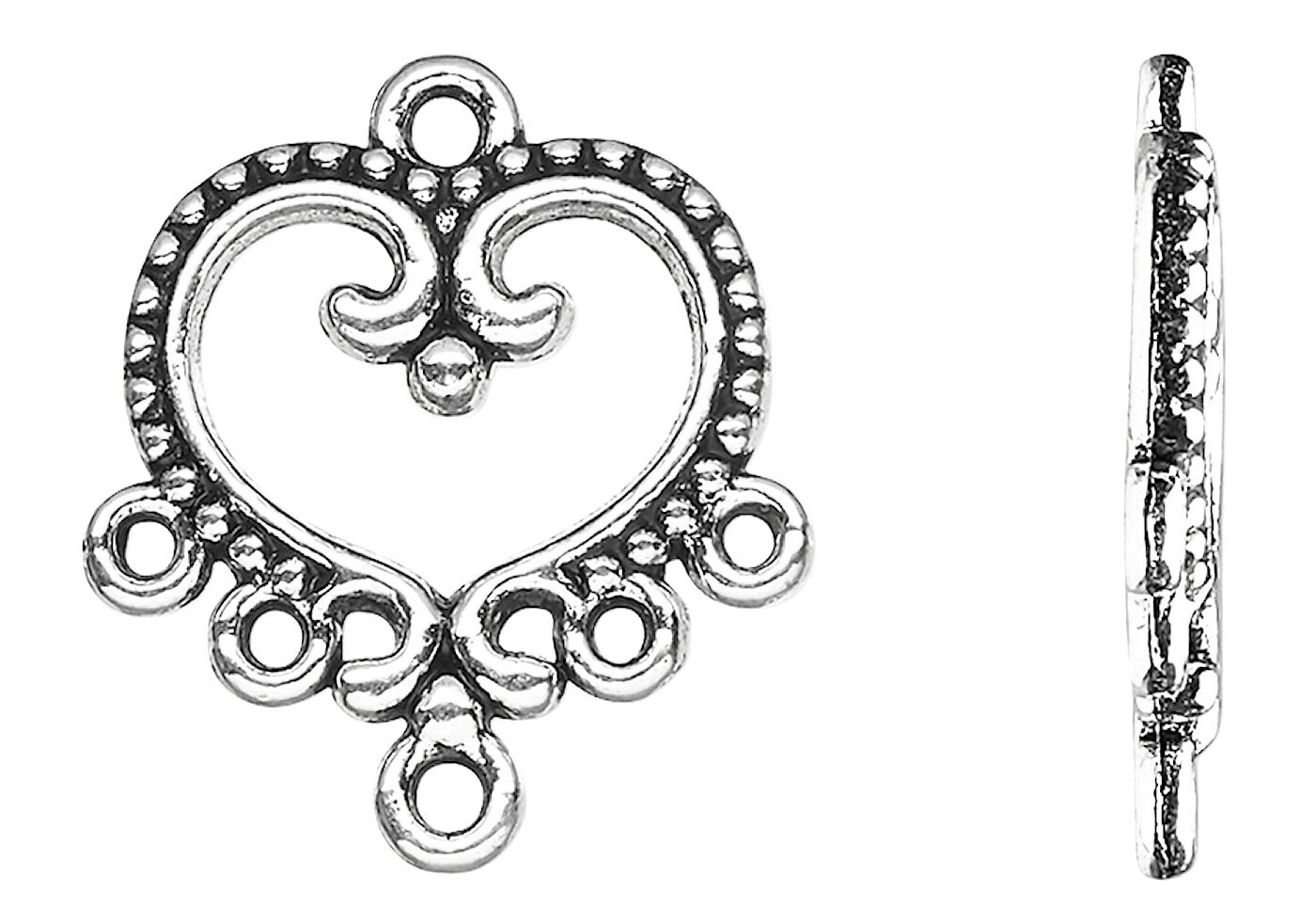 Drop, 20 Antiqued Silver 17x16mm Chandelier Filigree Heart Earring Finding