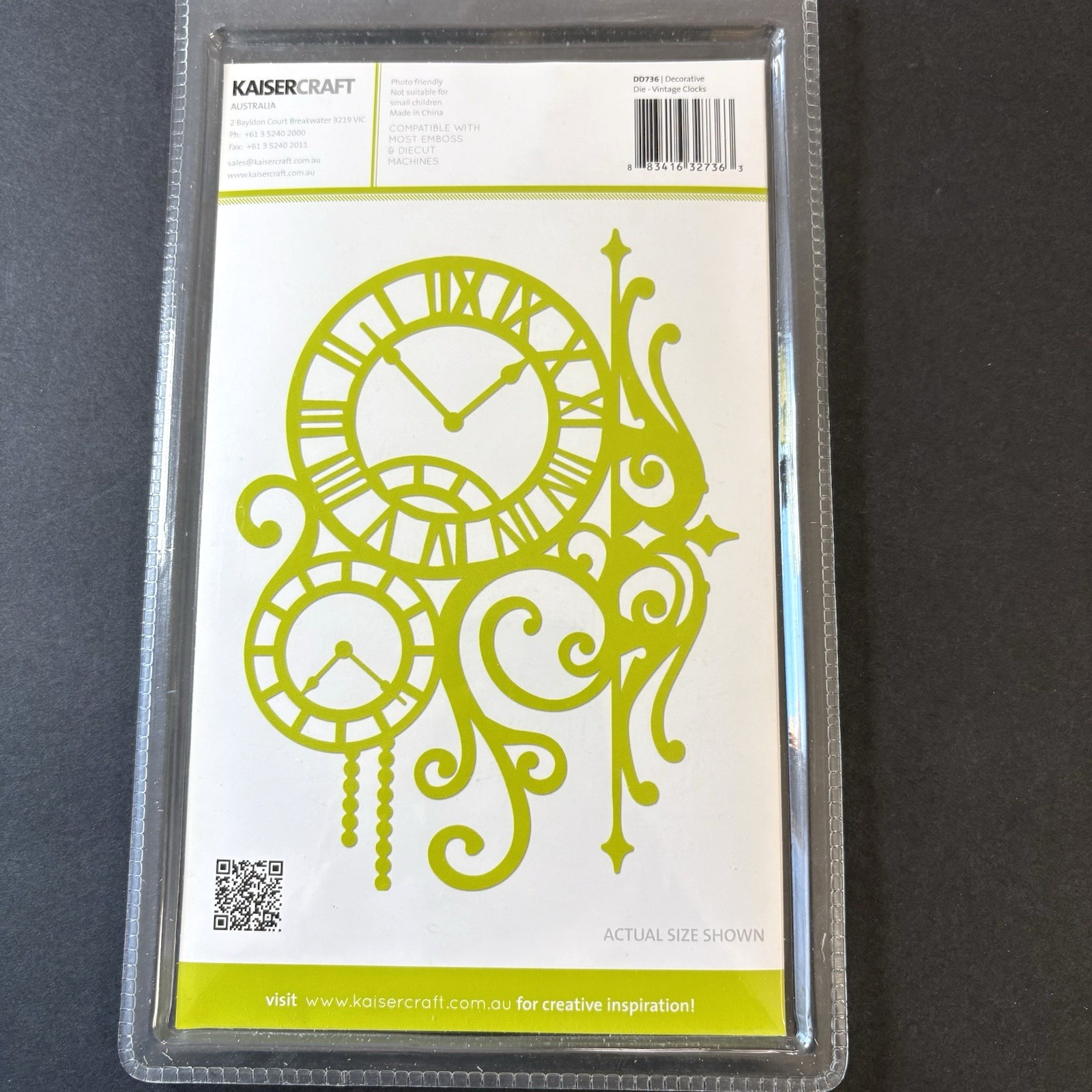 Kaisercraft Vintage Clocks Die Time Swirls 6in Large New Metal Cutting Die DD736