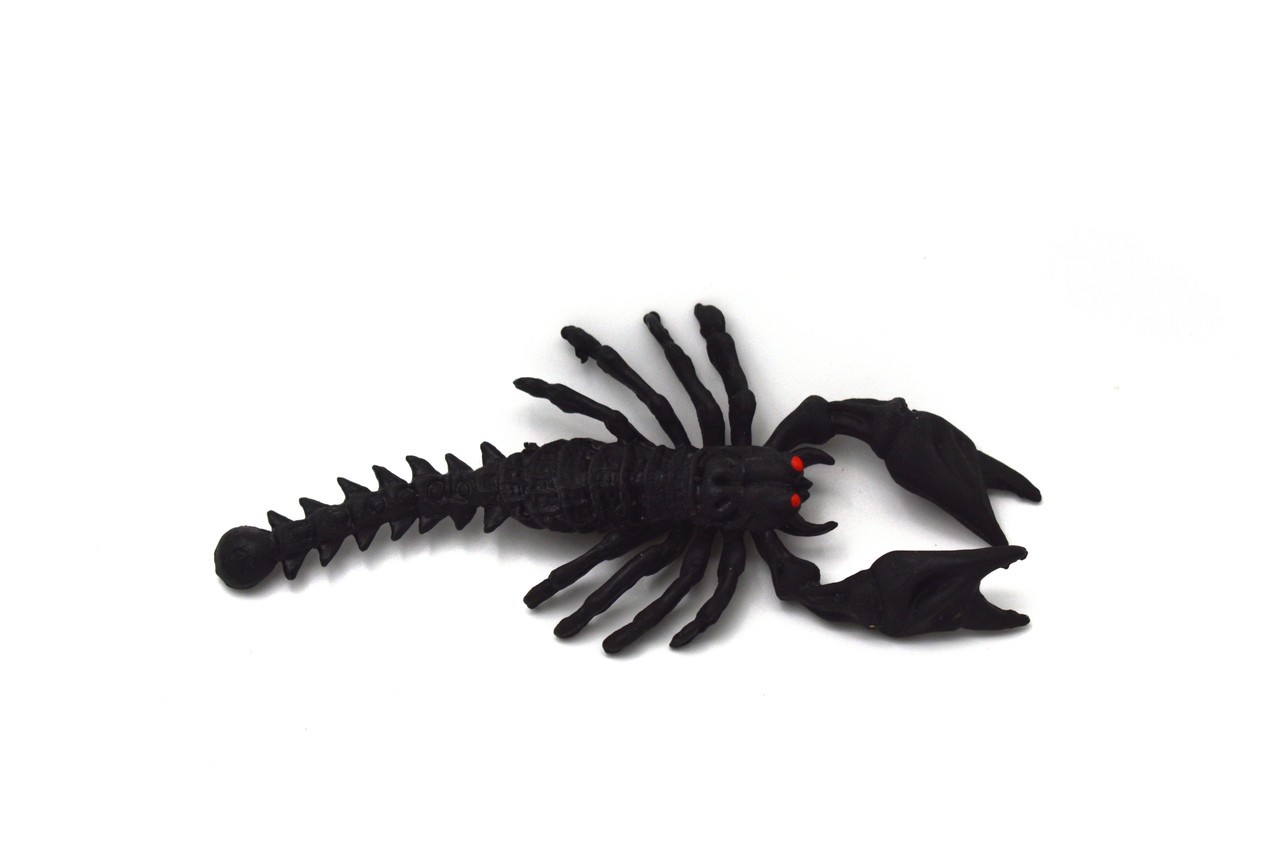 Scorpion Toy, Black, Rubber Arachnids, Realistic Model, Gift, 5" CWG39 B217